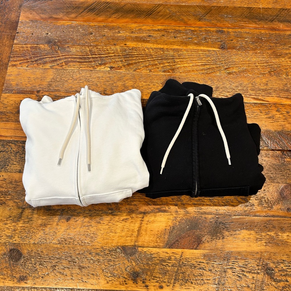 GAP White and Black Zip-Up Hoodies. Selling together.
